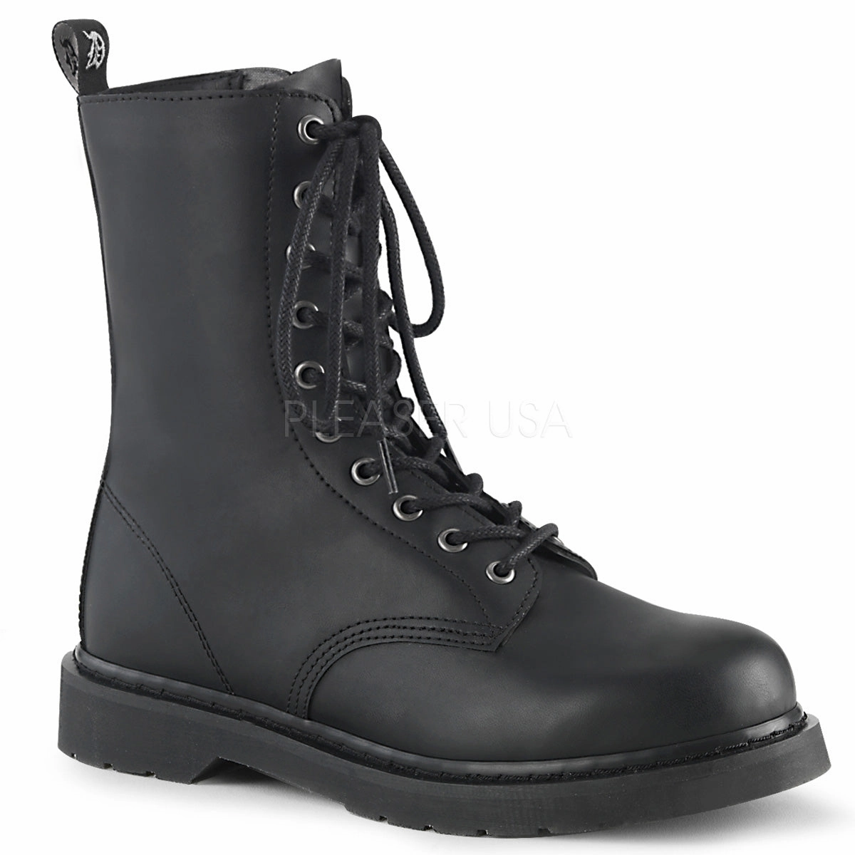 1 Inch Heel BOLT-200 Black Vegan Leather Ranger Combat Boots