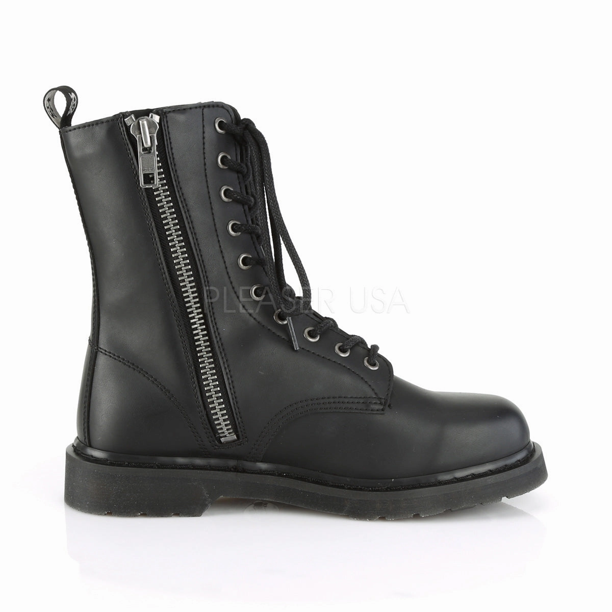 Cute Outfits With Combat Boots 1 Inch Heel BOLT-200 Black Vegan Leather