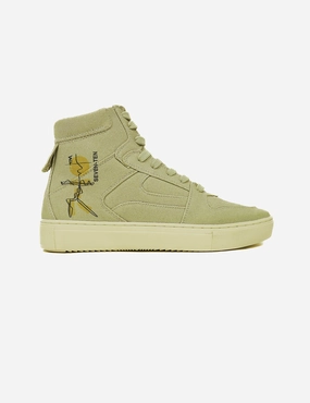 Palladium Combat Boot 304 Bamboo beige doodle print canvas high-top sneaker