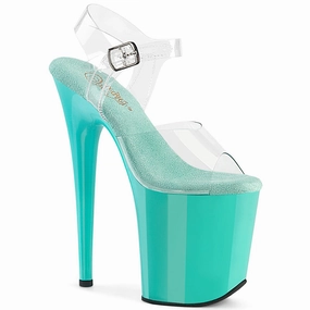 Custom Made High Heel Shoes 8 Inch Heel FLAMINGO-808 Clear Aqua
