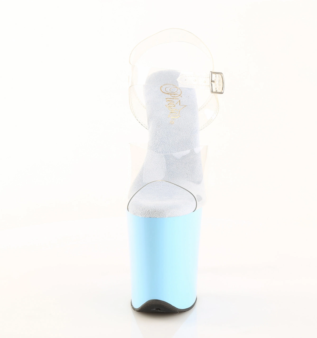 Clear High Heel Shoes 8 Inch Heel FLAMINGO-808 Clear Baby Blue