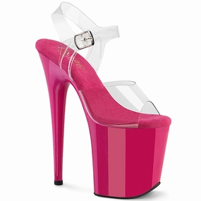 Cheap Nice High Heels 8 Inch Heel FLAMINGO-808 Clear Hot Pink