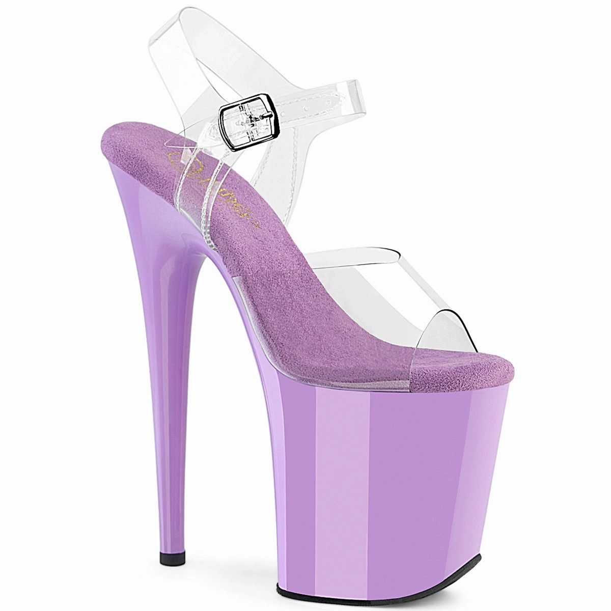 8 Inch Heel FLAMINGO-808 Clear Lavender Lamarca Knee-high Block-heel Stretch Dress Boots