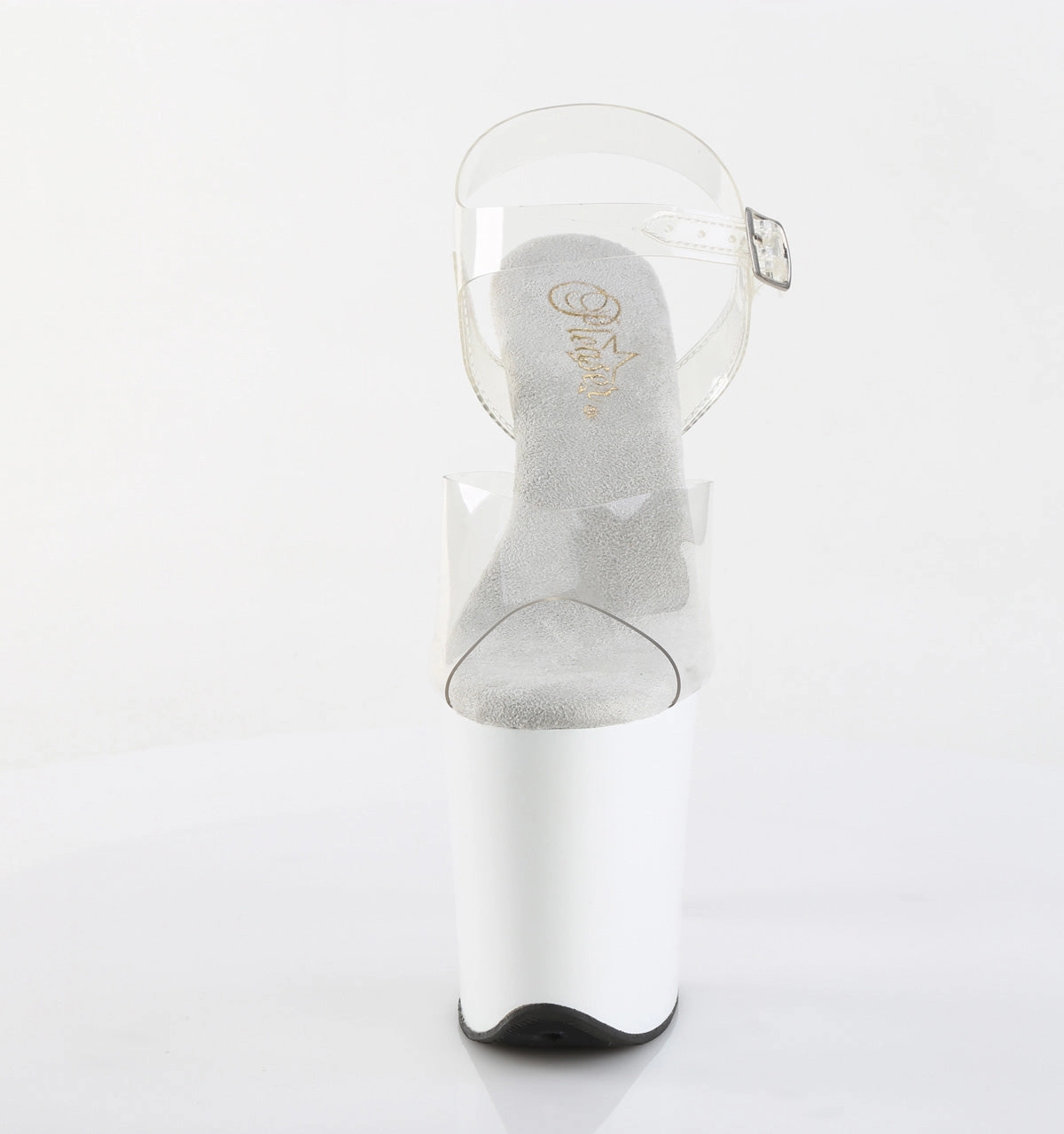 8 Inch Heel FLAMINGO-808 Clear White Best High Heels For Wide Feet