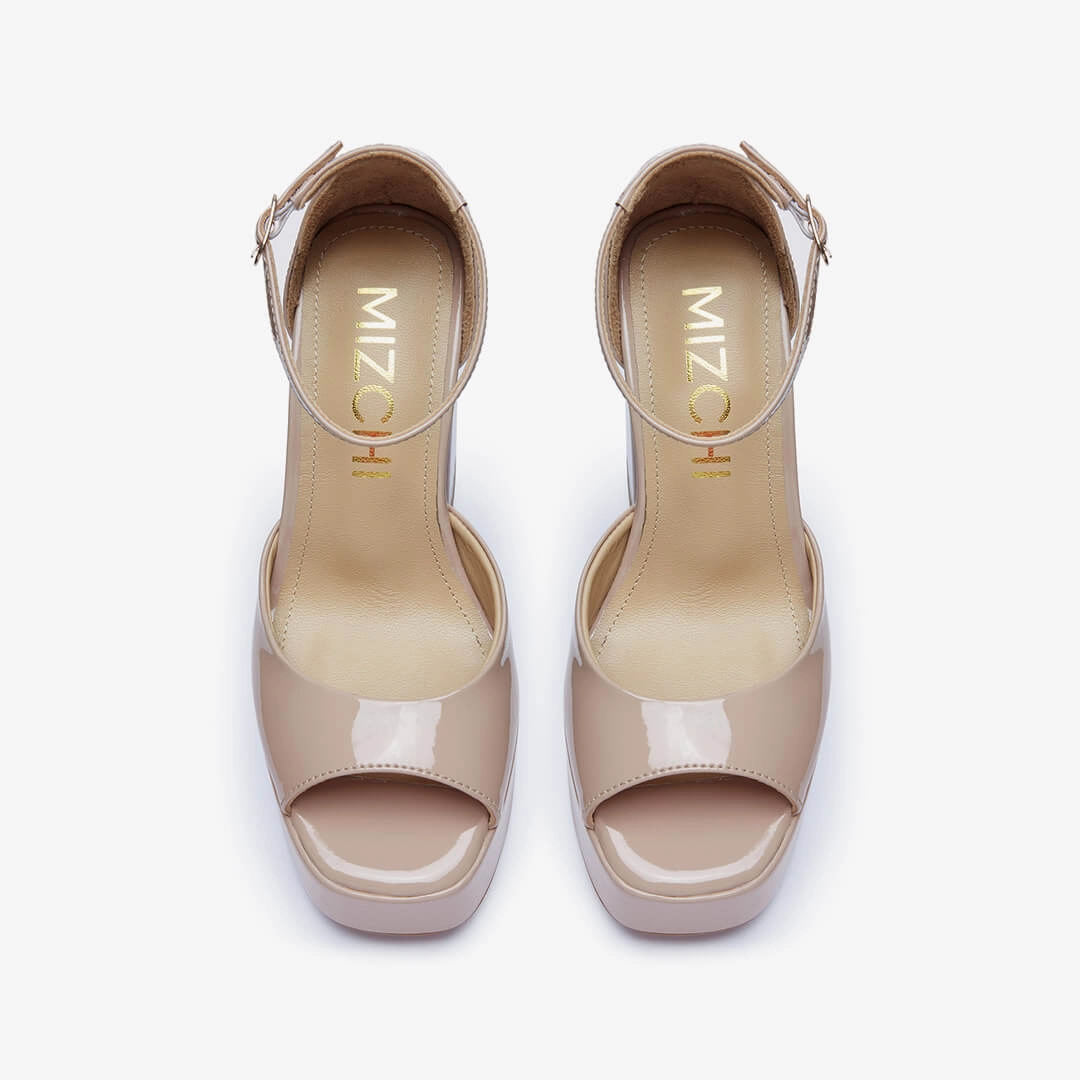 *LAURANCE - beige patent platform Prom Heels