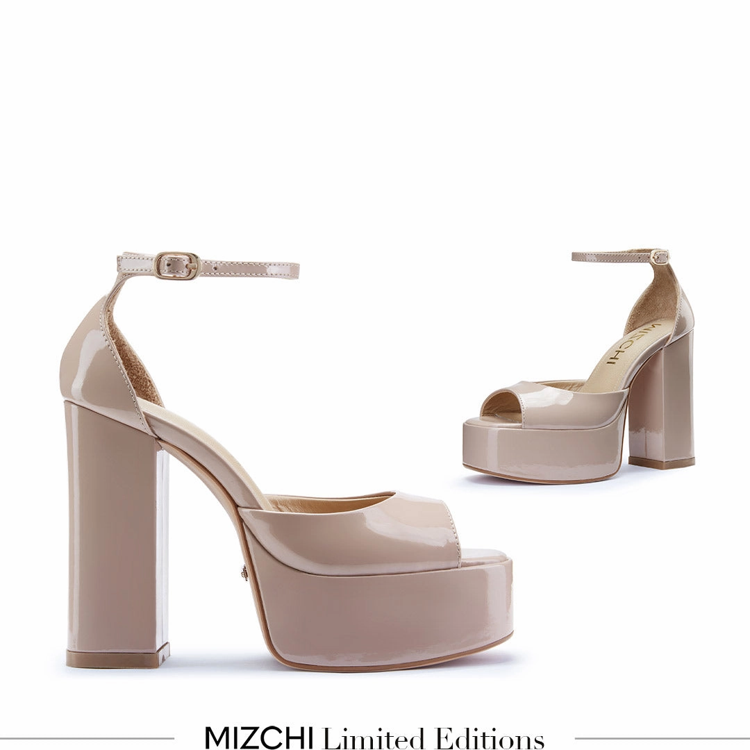 Print High Heel Shoes *LAURANCE - beige patent platform