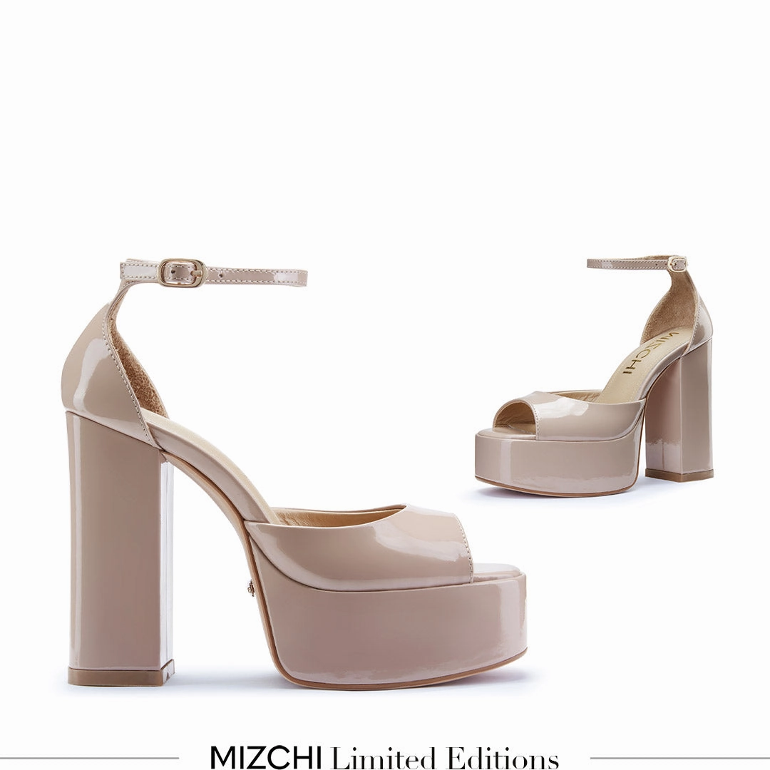 *LAURANCE - beige patent platform High Heels Licking