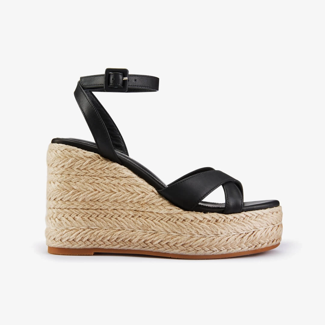 *SANLY - black x-strap espadrille Gladiator Style High Heels