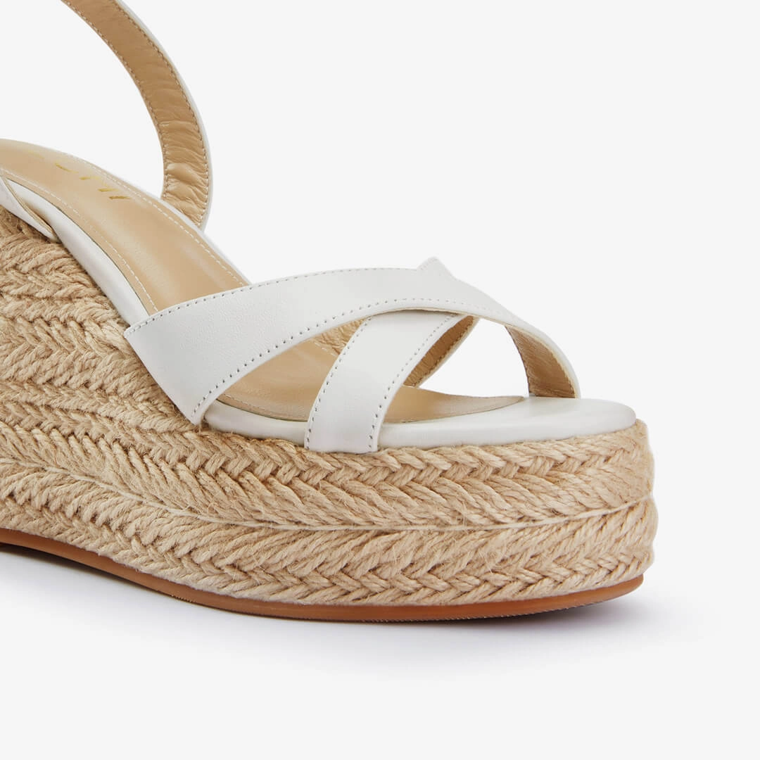*SANLY - white x-strap espadrille High Heels Toes
