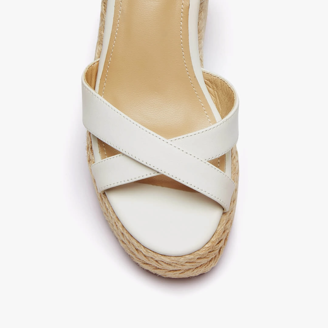 *SANLY - white x-strap espadrille High Heel Cartoon