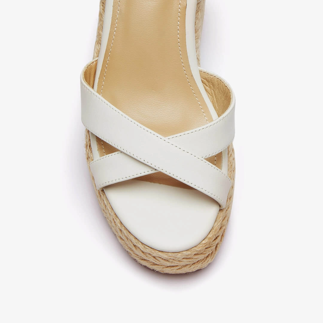 *SANLY - white x-strap espadrille Gladiator Style High Heels