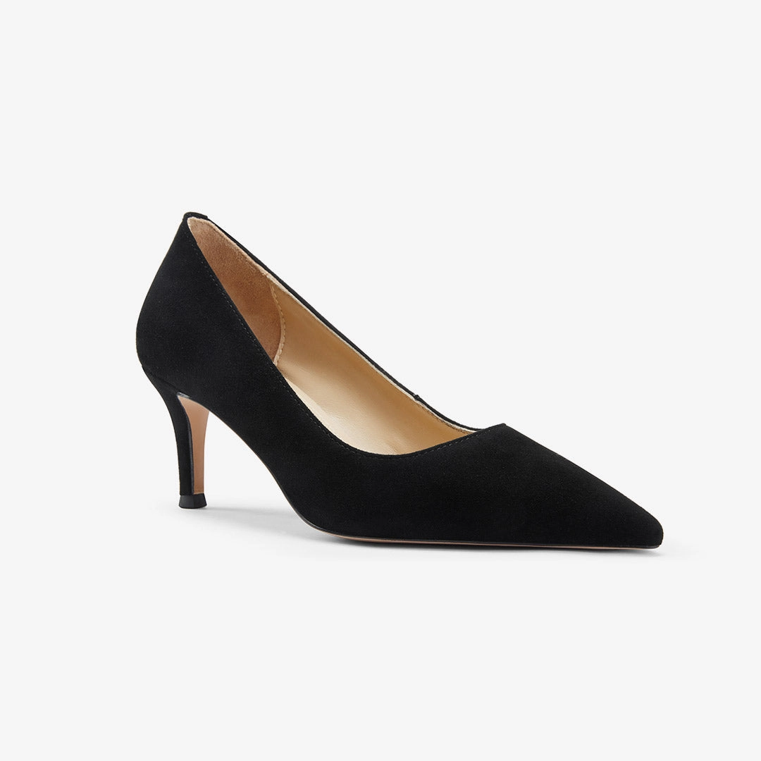 Modern High Heels *TIA BLACK SUEDE - kitten heels
