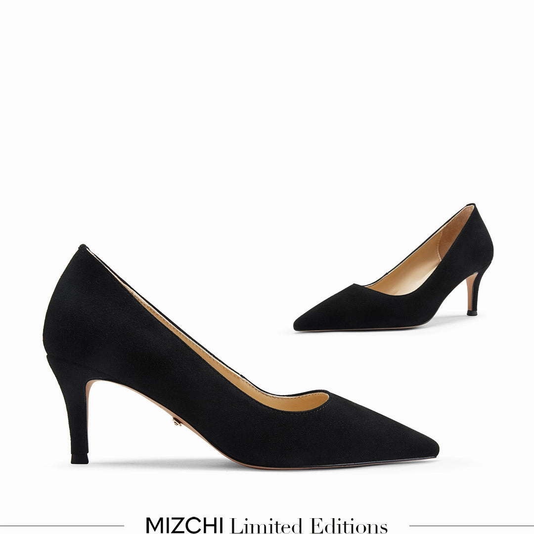 High Heels Crush Fish *TIA BLACK SUEDE - kitten heels