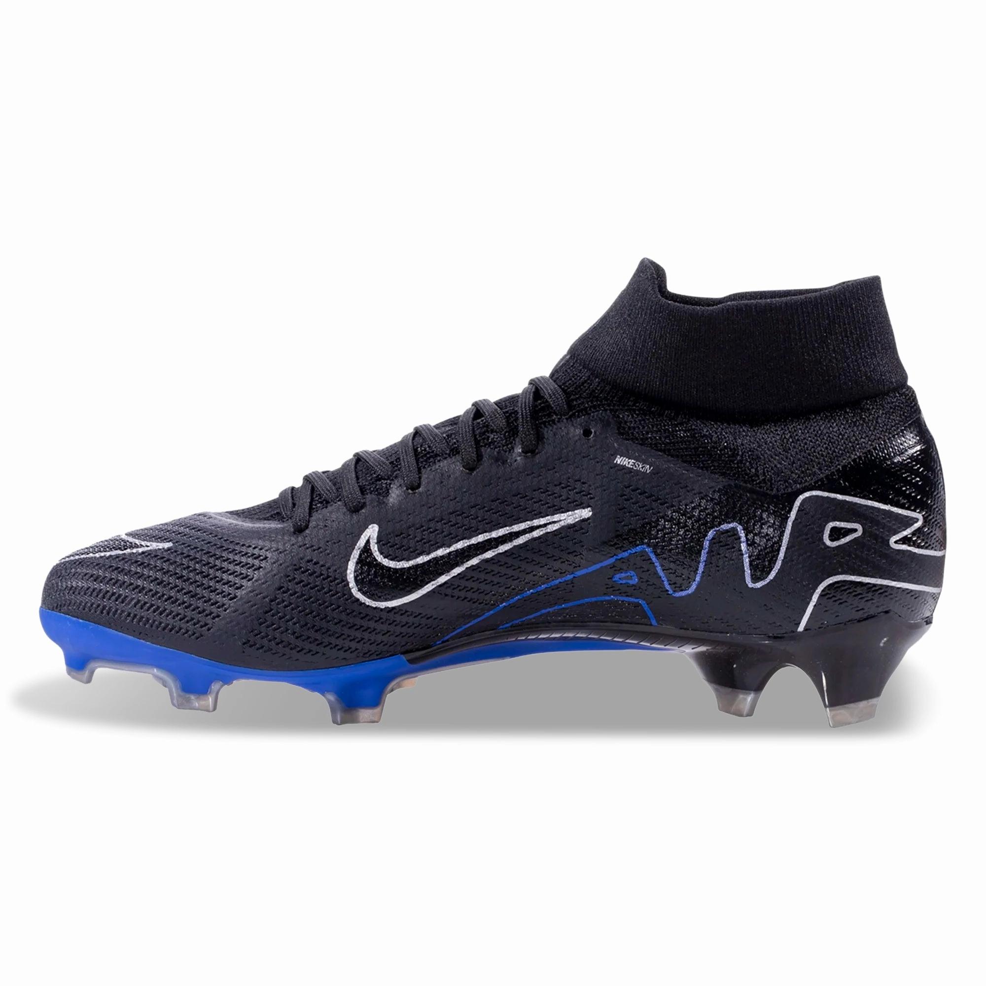 Nike Zoom Superfly 9 Pro Firm Ground Soccer Cleats (Black/Chrome-Hyper Royal) Nike Fabric Shoes