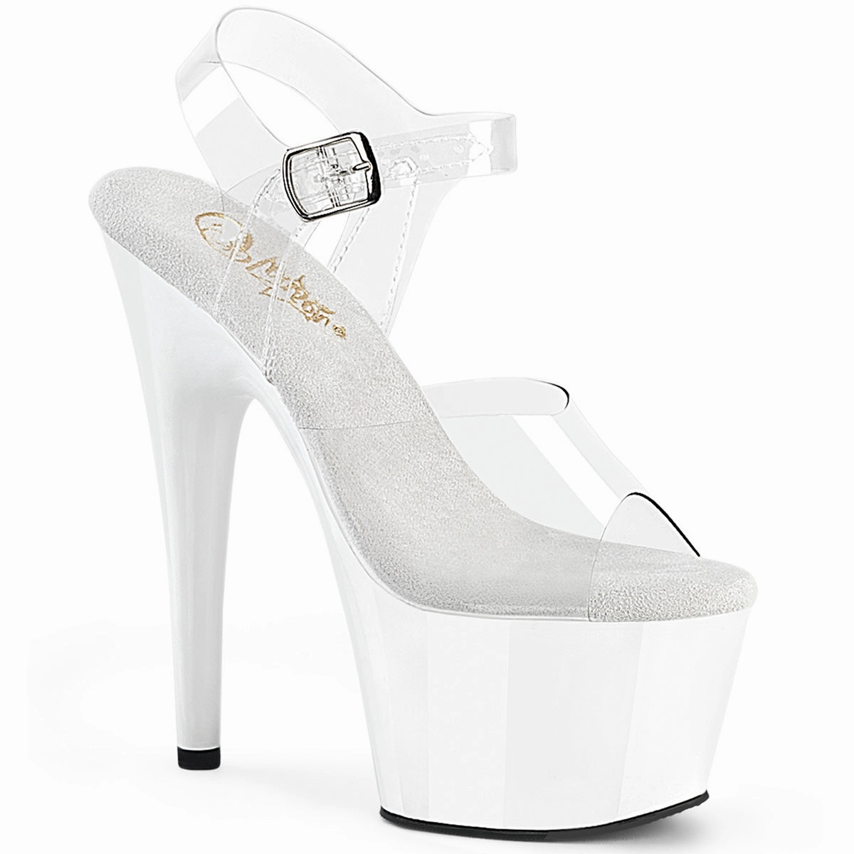 Adore-708 Clear/White, 7" Heels Dyeable High Heels