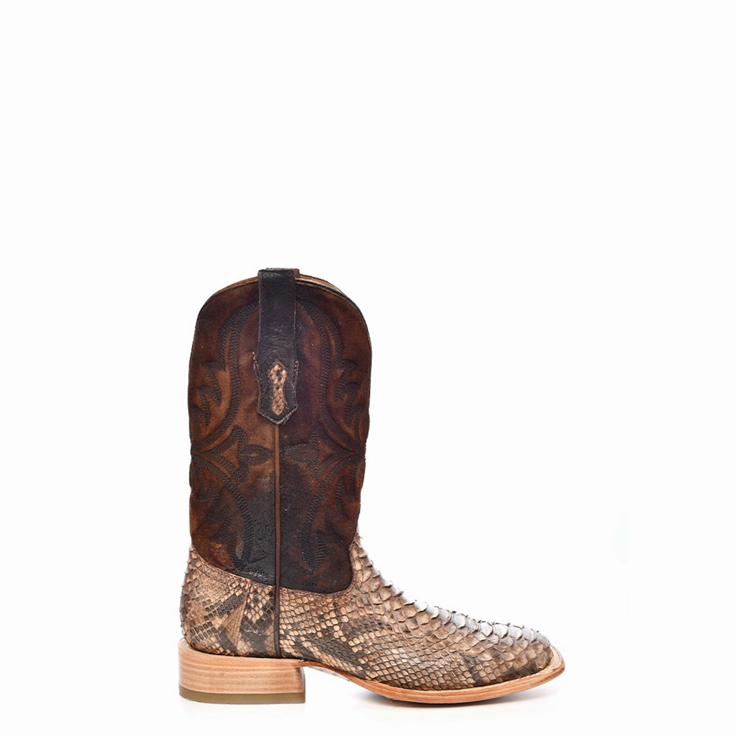 Corral Mens Embroidery Lamb Square Toe Brown Python 11in Cowboy Boots Snake Boots