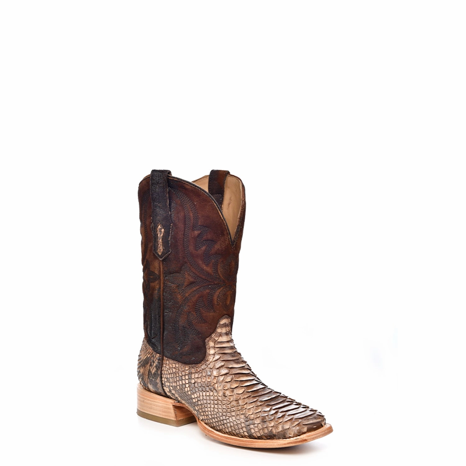 Mte Boots Corral Mens Embroidery Lamb Square Toe Brown Python 11in Cowboy Boots
