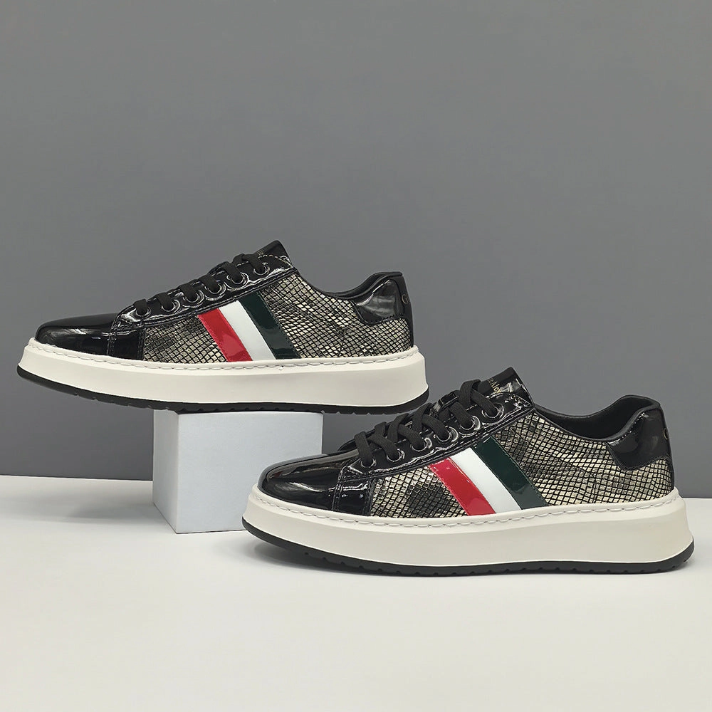 Men Stylish Patchwork Leather Flat Casual Shoes Flat Closed Shoes