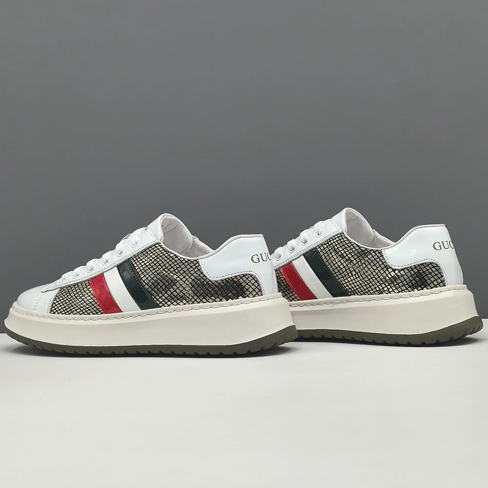 Flat Shoes For Skirts Men Stylish Patchwork Leather Flat Casual Shoes