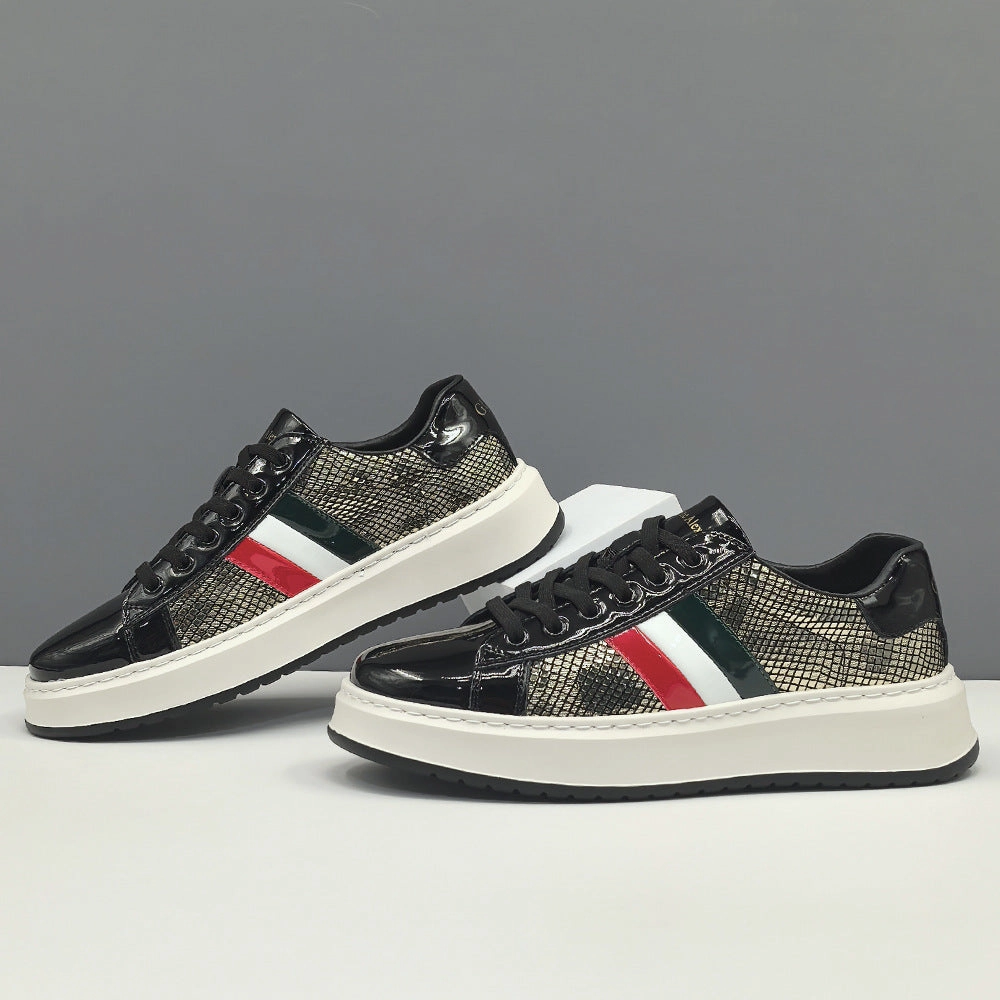 Super Flat Shoes Men Stylish Patchwork Leather Flat Casual Shoes