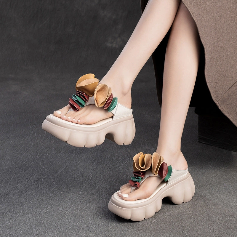 Women Summer Casual Leather Platform Slide Sandals Sandals Italy