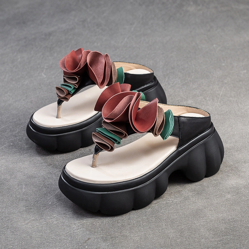 Best Sandals For High Arches Women Summer Casual Leather Platform Slide Sandals