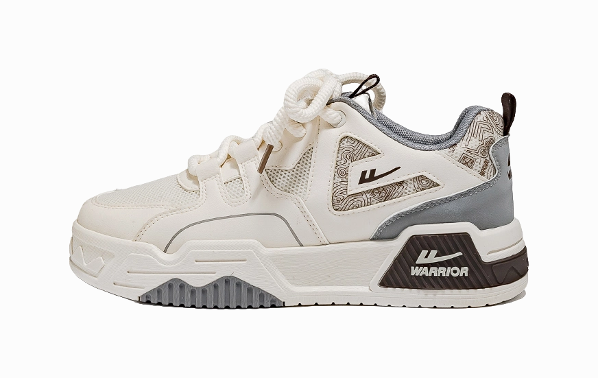 Warrior Low top Skateboard Shoes Men's Beige Gray