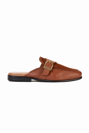 Casual Shoes 2015 Ajadi Half Shoes in Brown Leather with Brown Suede and Strap Buckle
