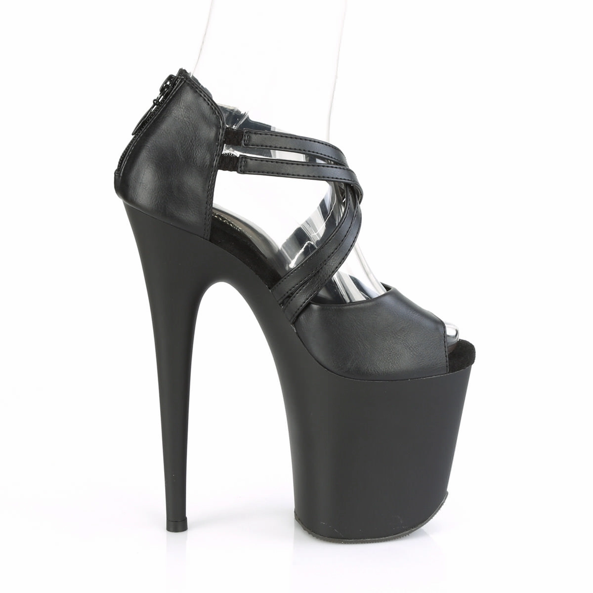 8 Inch Heel FLAMINGO-865 Black Pu 5.5 High Heels