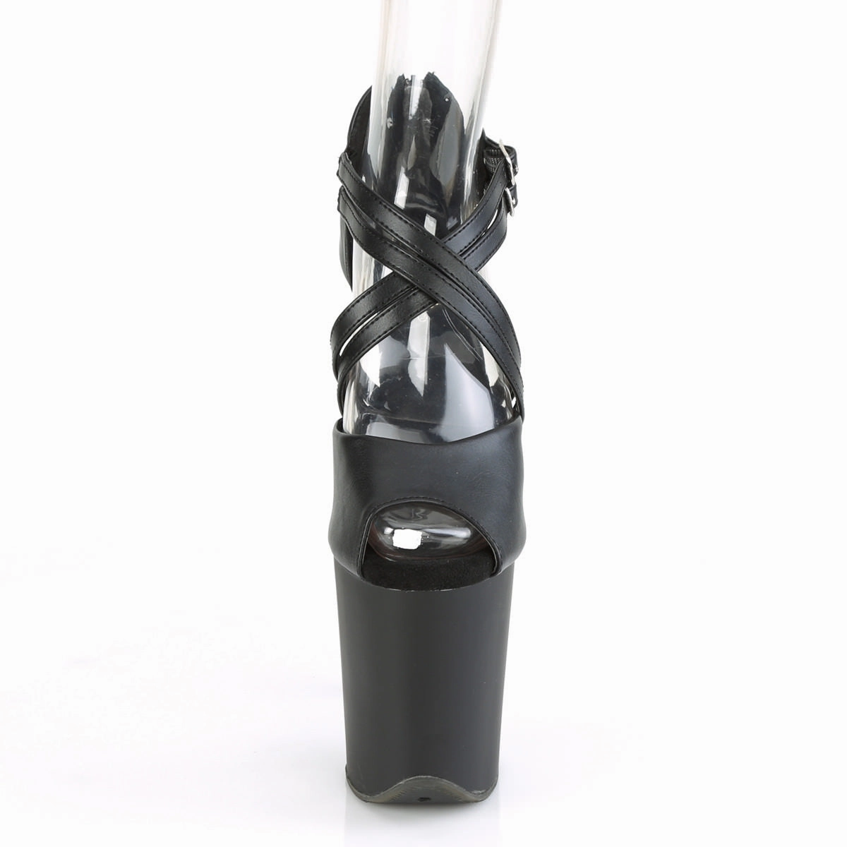 8 Inch Heel FLAMINGO-865 Black Pu High Heeled Combat Boots