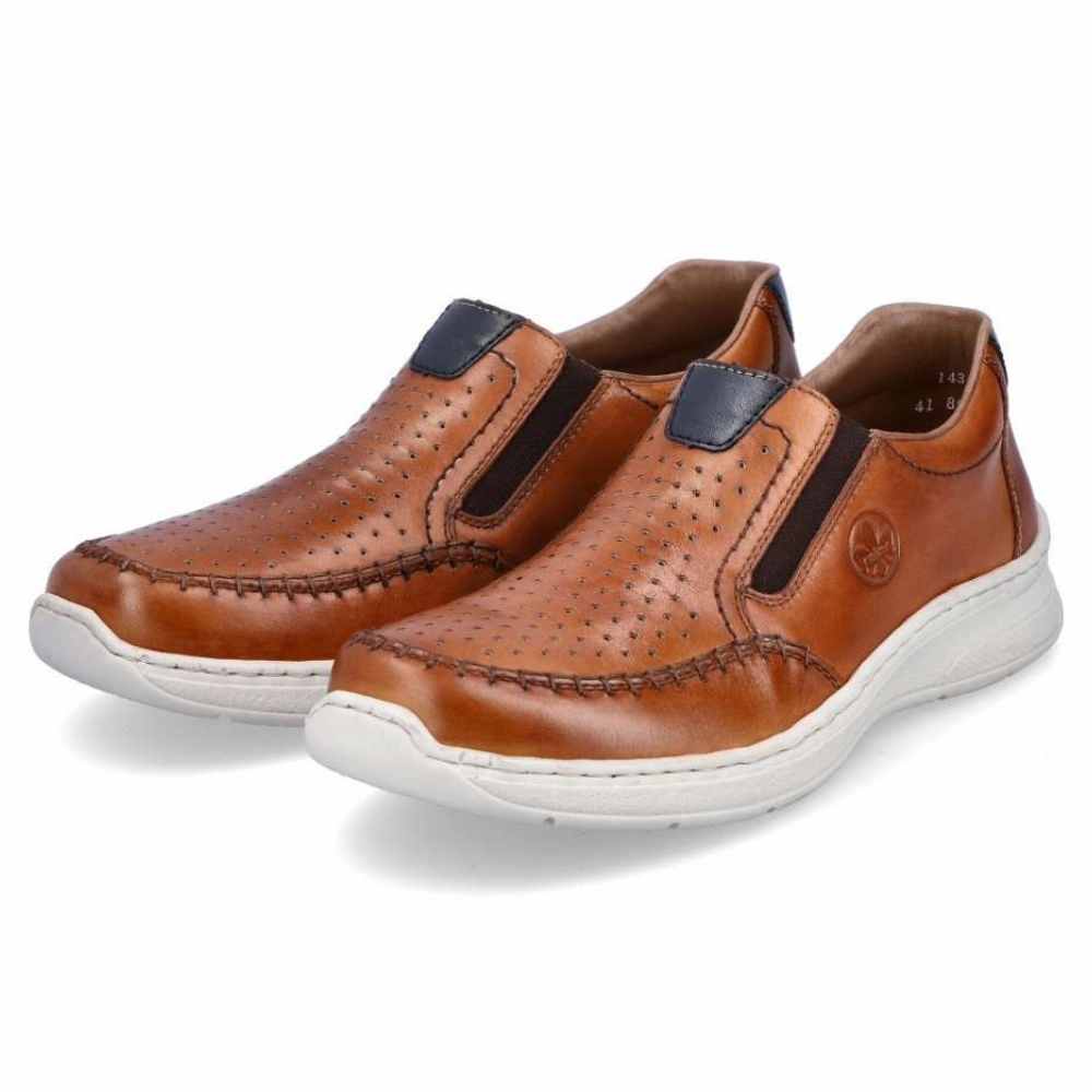 Rieker Ryan 65 Brown Leather Slip-On Shoe (Men's) Great Walking