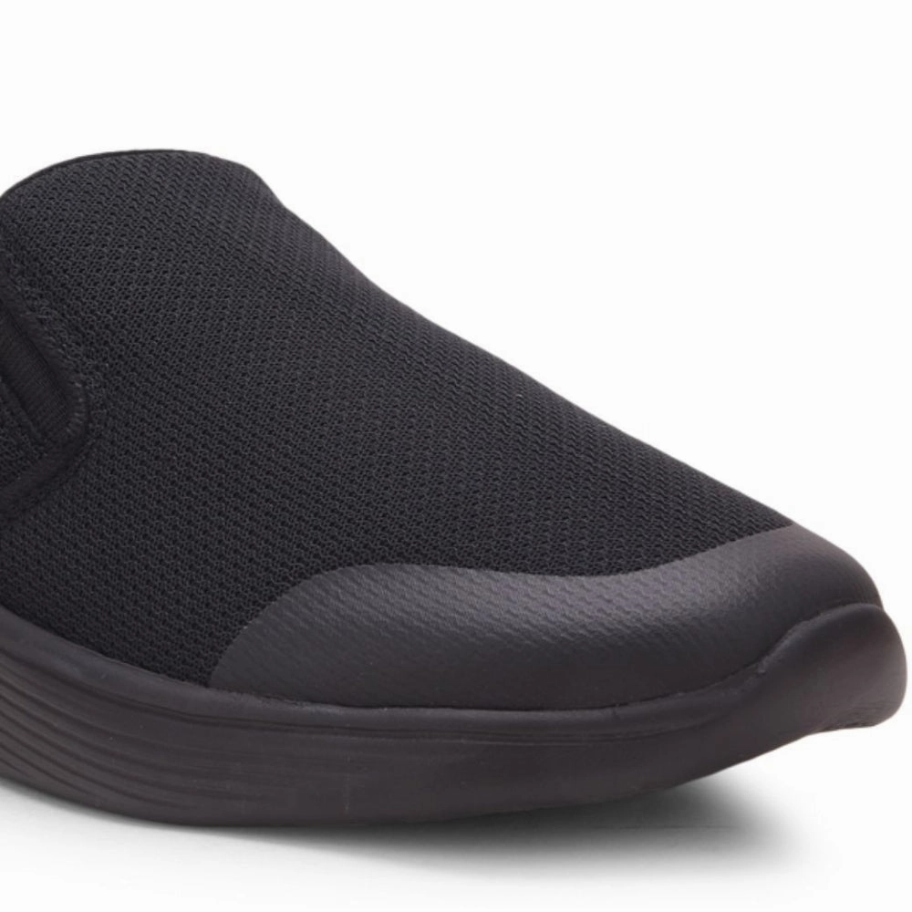 Leap7x Black Sports Non Lacing Walking Shoes For Men EZZAR-1 By Liberty Best Shoes Disney World Walking