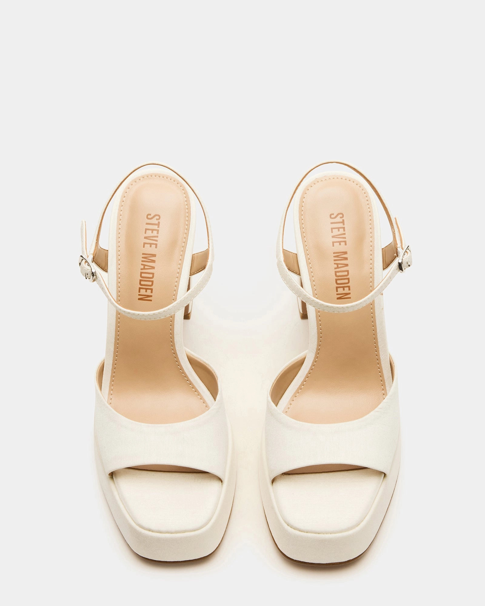 LIANDRA IVORY SATIN High Heels With Faux Fur