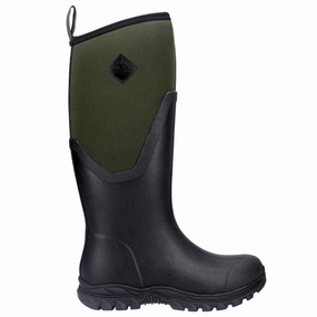 Knee High Boots With Tread Muck Boot Arctic Sport II Tall Synthetic Textile Women's Knee High Black Moss Plain Boots