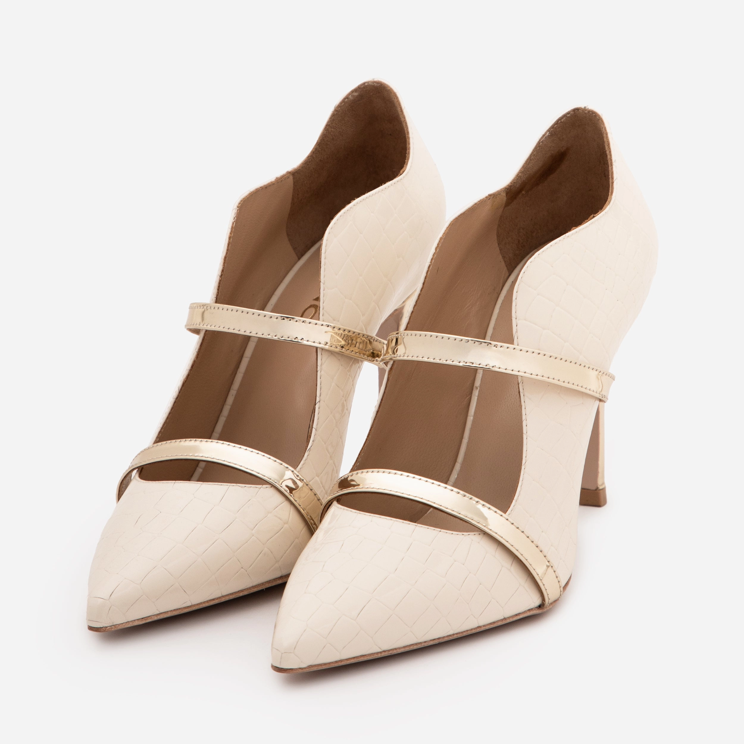 The Annapolis Cream Patent Leather Pump Women Shoe Thigh High Socks With Heels