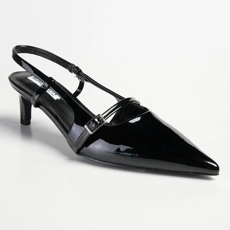 Valentino High Heels Madison Baila Kitten Slingback Heels - Black