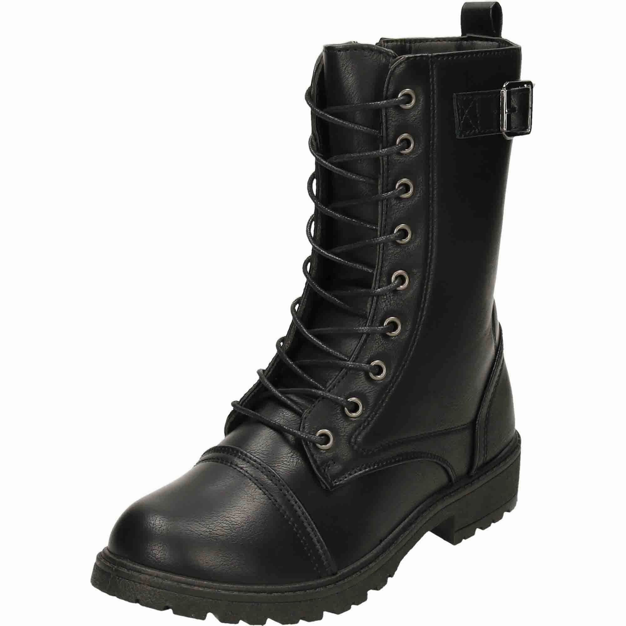 Military Combat Boots Lace Up Zip Black Punk Goth Victorian Cyber Monday Combat Boots