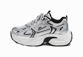 Warrior Low top Chunky Sneakers Women's Silver Gray Black Minimal Casual Shoes