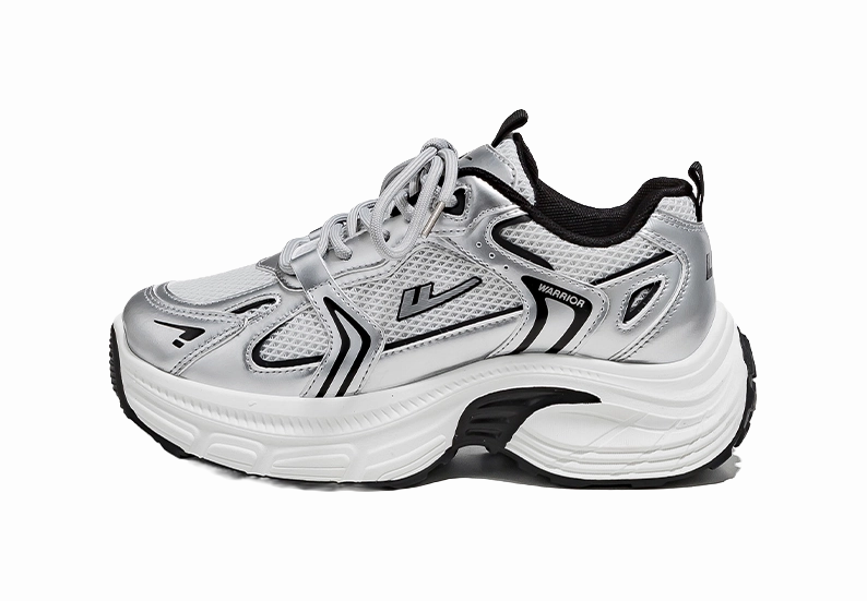 Warrior Low top Chunky Sneakers Women's Silver Gray Black Dunk Low Retro Casual Shoe