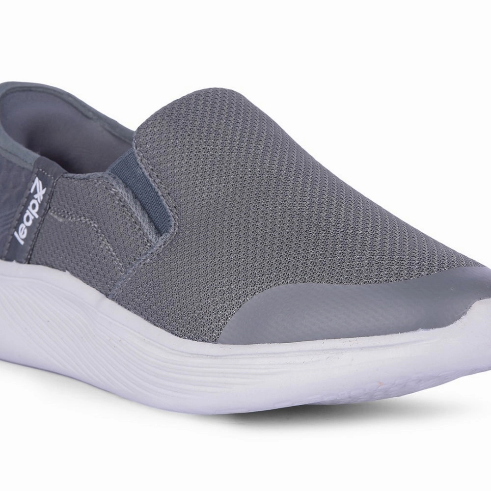 Leap7x Dark Grey Sports Non Lacing Walking Shoes For Men EZZAR-1 By Liberty Best Walk Shoes