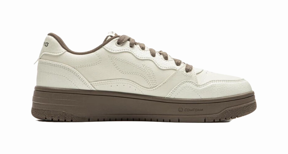 Work Shoes Smart Casual LiNing Tianji Soft Slip Resistant Cushioning Abrasion Resistant Low Top Skateboard Shoes Men's Ecru