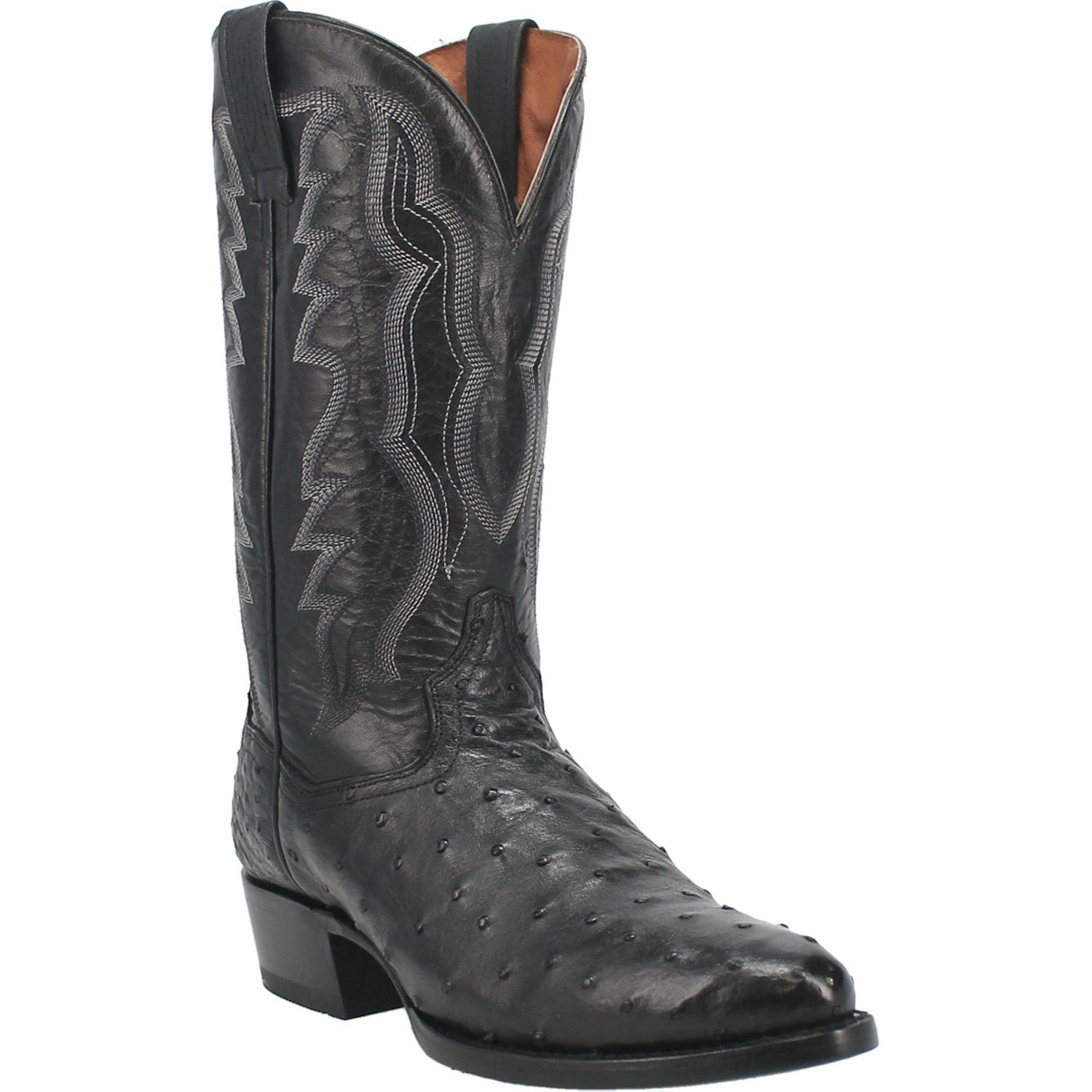 Dan Post Mens Tempe Black Full Quill Ostrich Cowboy Boots Wide Width Ankle Boots