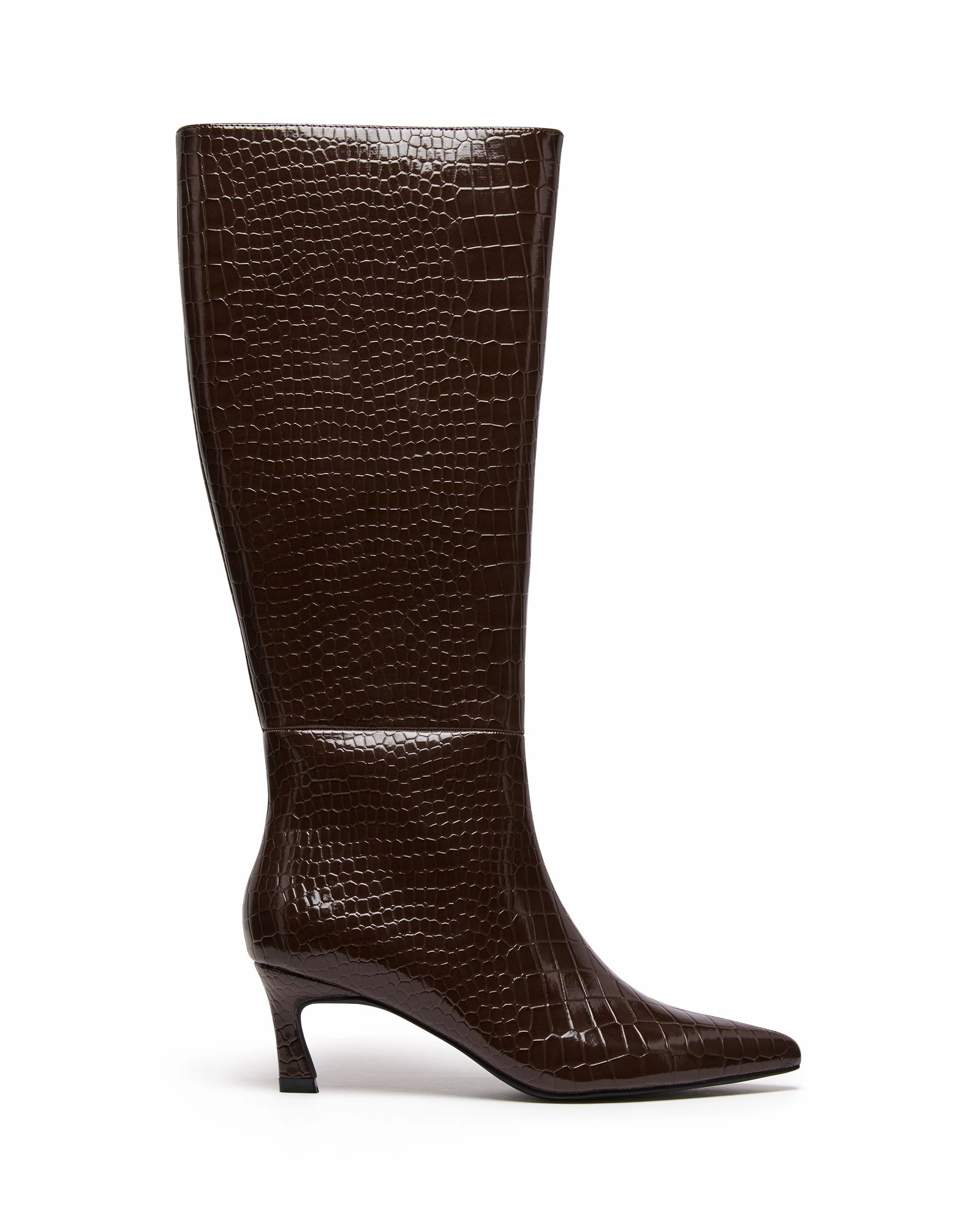 Dove Tall Boot Chocolate Croc Dyeable High Heel Shoes