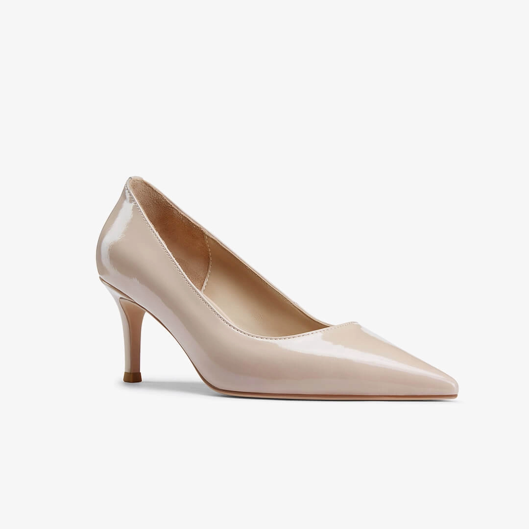 Spiral High Heels *TIA BEIGE PATENT - kitten heels