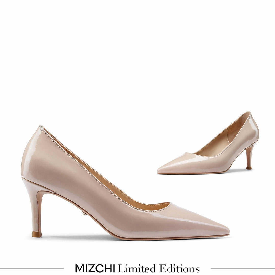 *TIA BEIGE PATENT - kitten heels High Wedge