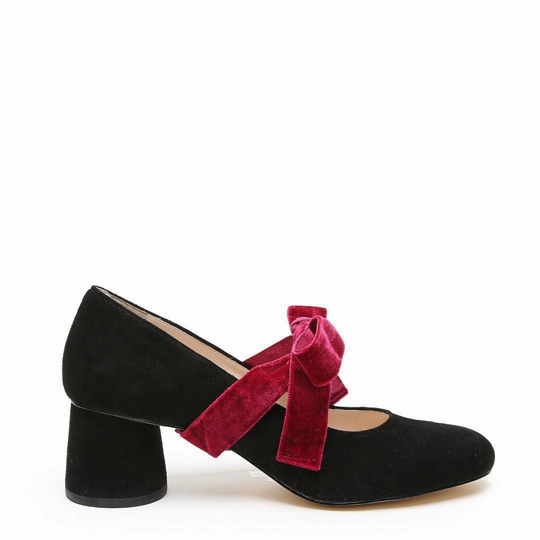 Most Expensive High Heels Black Suede Ballet Pump   Red Velvet Marie Strap