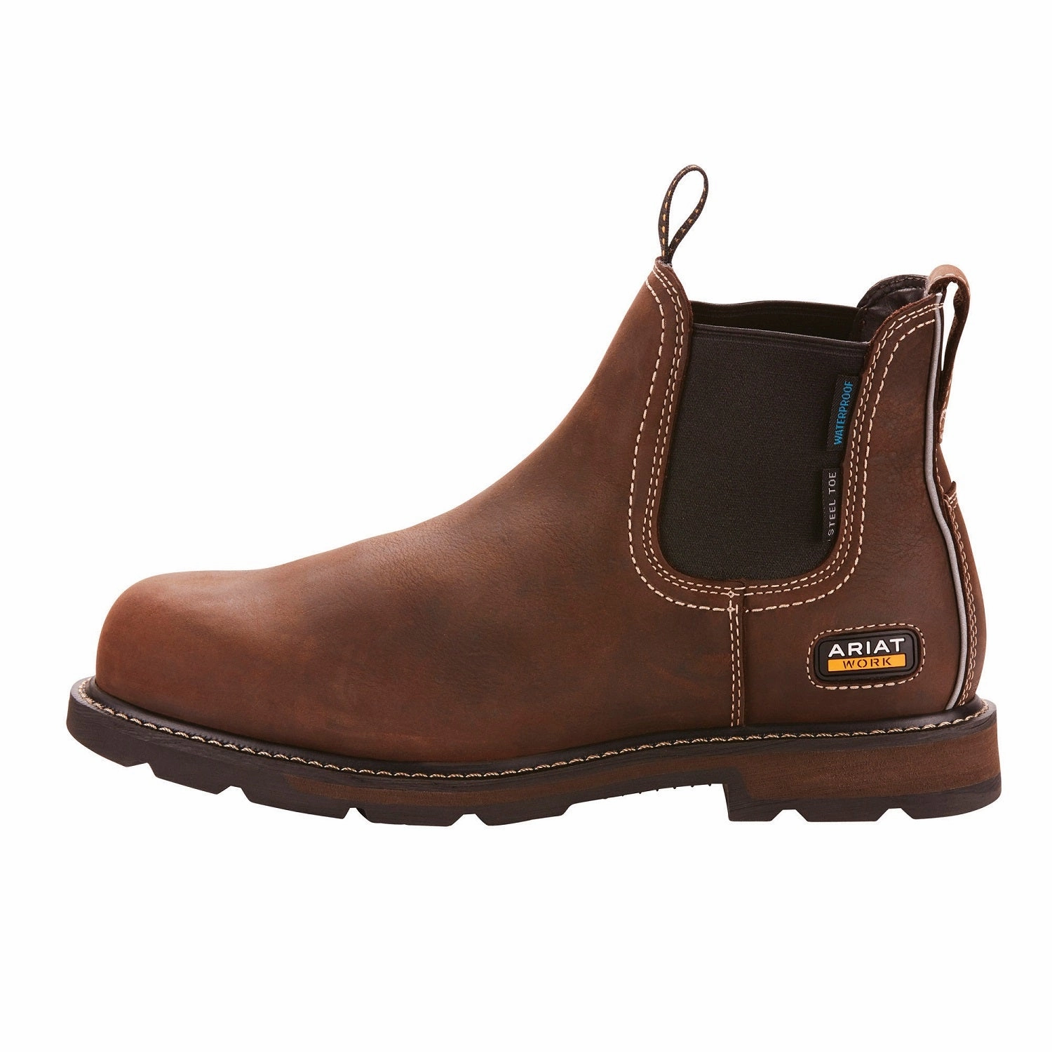 Wholesale Work Boots ARIAT Groundbreaker Chelsea Work Boots - Mens H2O Steel Toe Cap - Dark Brown