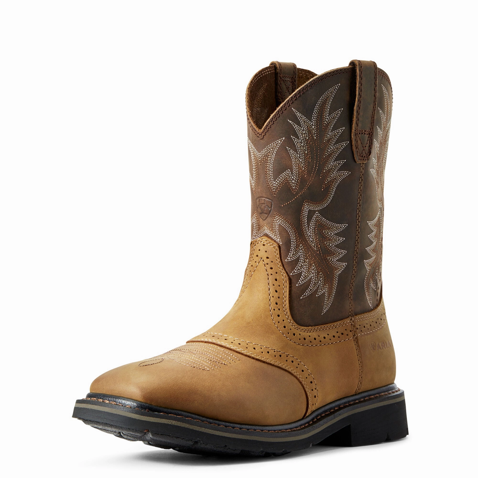 Work Boots For Roofing ARIAT Men's Sierra Wide Square Toe Boot - Aged Bark