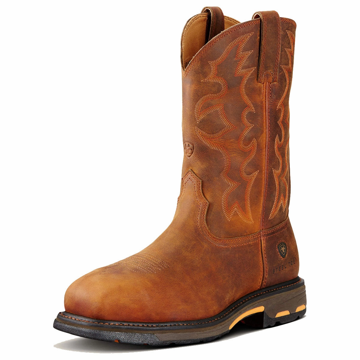 ARIAT Workhog Wide Square Toe Work Boots - Mens H2O Steel Toe Cap - Toast Waterproof Insulated Composite Toe Work Boots
