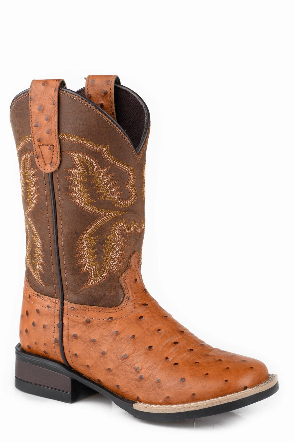 Roper Mens Garza Tan/Brown Leather Cowboy Boots Embellished Boots